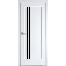 Двери Делла (Белый матовый, стекло черное)