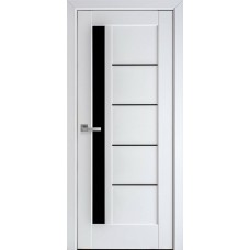 Двери Грета (Белый матовый, стекло черное)