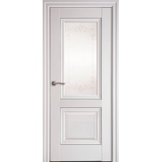 Двери Имидж (Белый матовый, стекло сатин, молдинг и рисунок Р2)