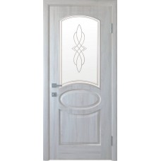 Двери Овал (Ясень new, стекло сатин и рисунок Р1)