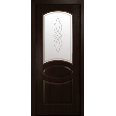 Двери Овал (Каштан, стекло сатин и рисунок Р1)