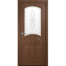 Двери Овал (Золотая ольха, стекло сатин и рисунок Р1)