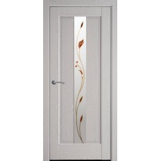 Двери Премьера (Патина серая, стекло сатин и рисунок Р1)