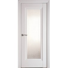 Двери Престиж (Белый матовый, стекло сатин и рисунок Р2)