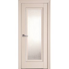 Двери Престиж (Магнолия, стекло сатин, молдинг и рисунок Р2)