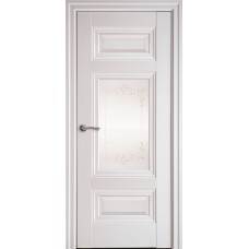 Двери Шарм (Белый матовый, стекло сатин и рисунок Р2)