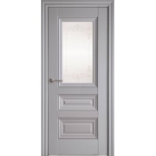 Двери Статус (Серая Пастель, стекло сатин, молдинг и рисунок Р2)