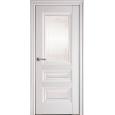 Двери Статус (Белый матовый, стекло сатин и рисунок Р2)