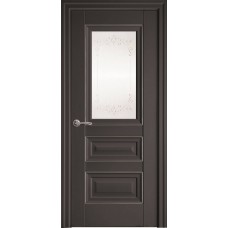 Двери Статус (Антрацит, стекло сатин, молдинг и рисунок Р2)