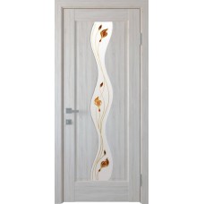 Двери Волна (Ясень new, стекло сатин и рисунок Р1)