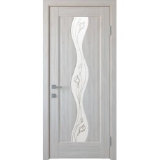 Двери Волна (Ясень new, стекло сатин и рисунок Р2)