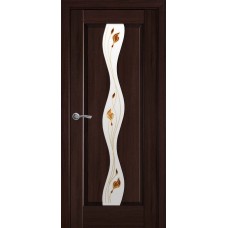Двери Волна (Каштан, стекло сатин и рисунок Р1)