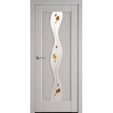 Двери Волна (Патина серая, стекло сатин и рисунок Р1)