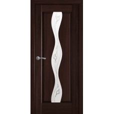 Двери Волна (Каштан, стекло сатин и рисунок Р2)