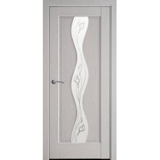 Двери Волна (Патина серая, стекло сатин и рисунок Р2)